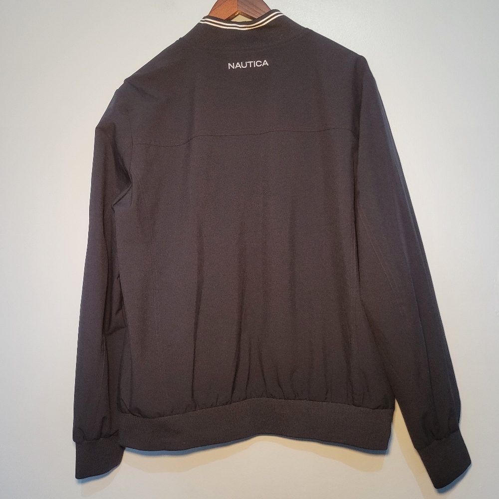 Nautica Mens Bomber Jacket Water & Wind Resistant Stretch Size Large Dark Blue - Picture 5 of 14
